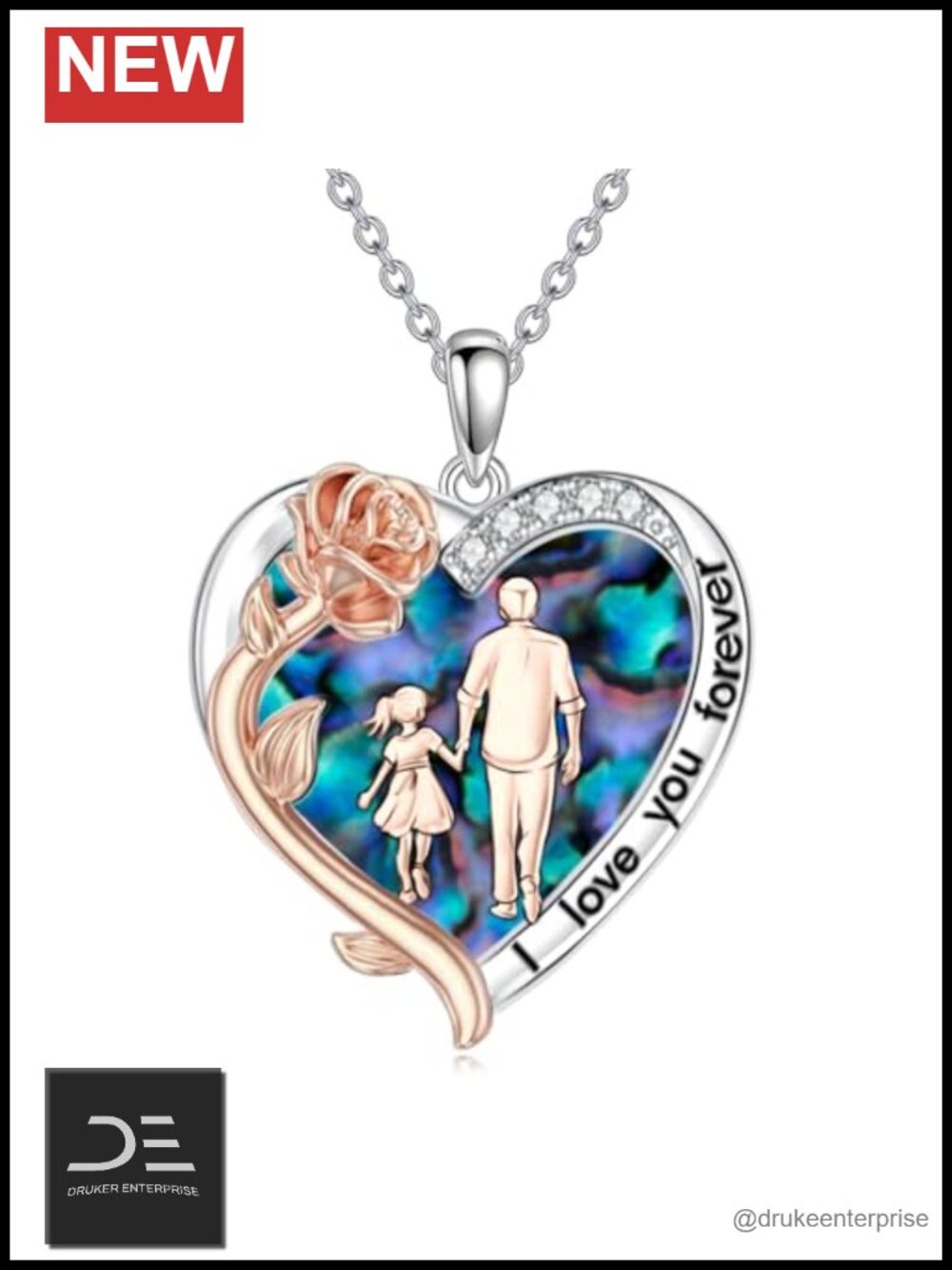 925 Sterling Silver Crystal Pendant Necklace from Dad